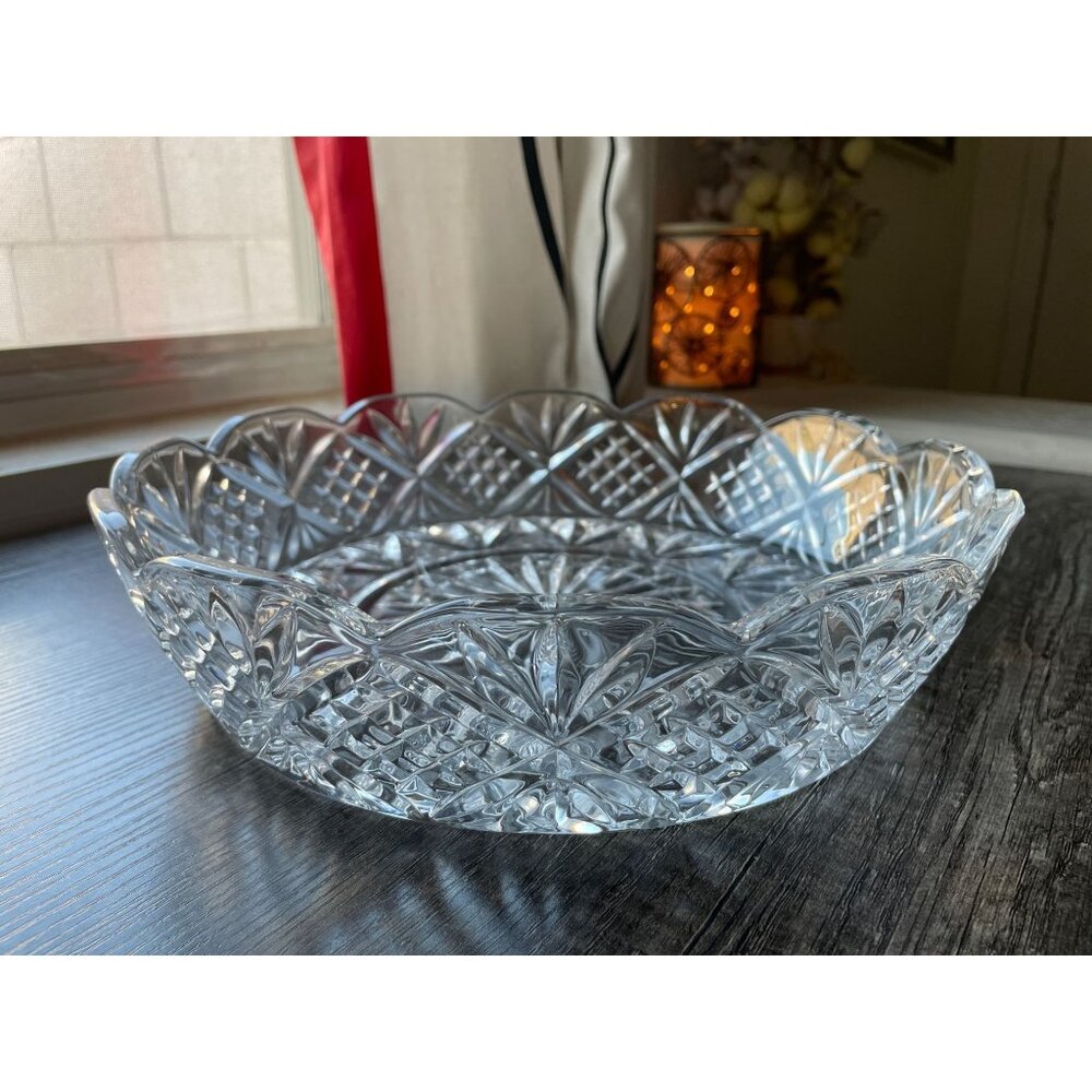 Vintage Shannon Crystal Dublin Cut Glass‎ Dish Serving Bowl Centerpiece